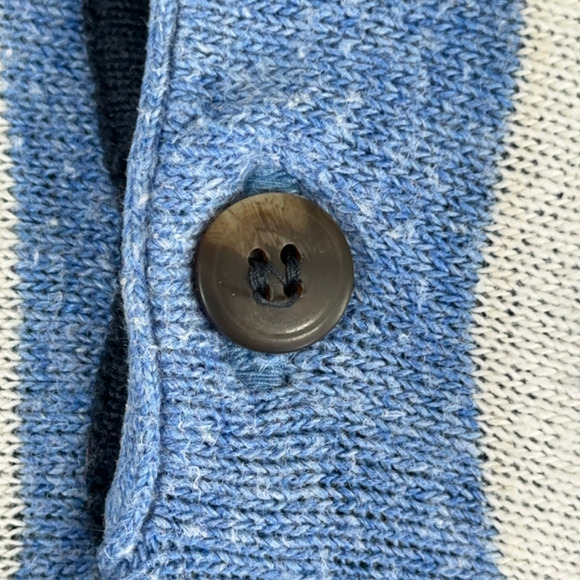 Vintage John Ashford Polo Shirt Adult MEDIUM Blue Brown Stripes Linen Blend 90s - Picture 4 of 8